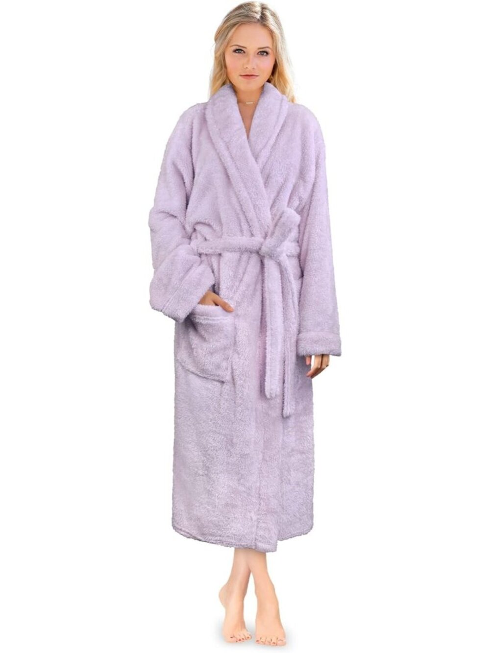 〽️Women's Bathrobe Lavender Fleece Luxury Soft Warm Fluffy Sherpa Shaggy Robes